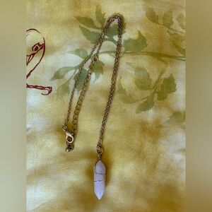 Wire Wrapped Rose Quartz Crystal Necklace